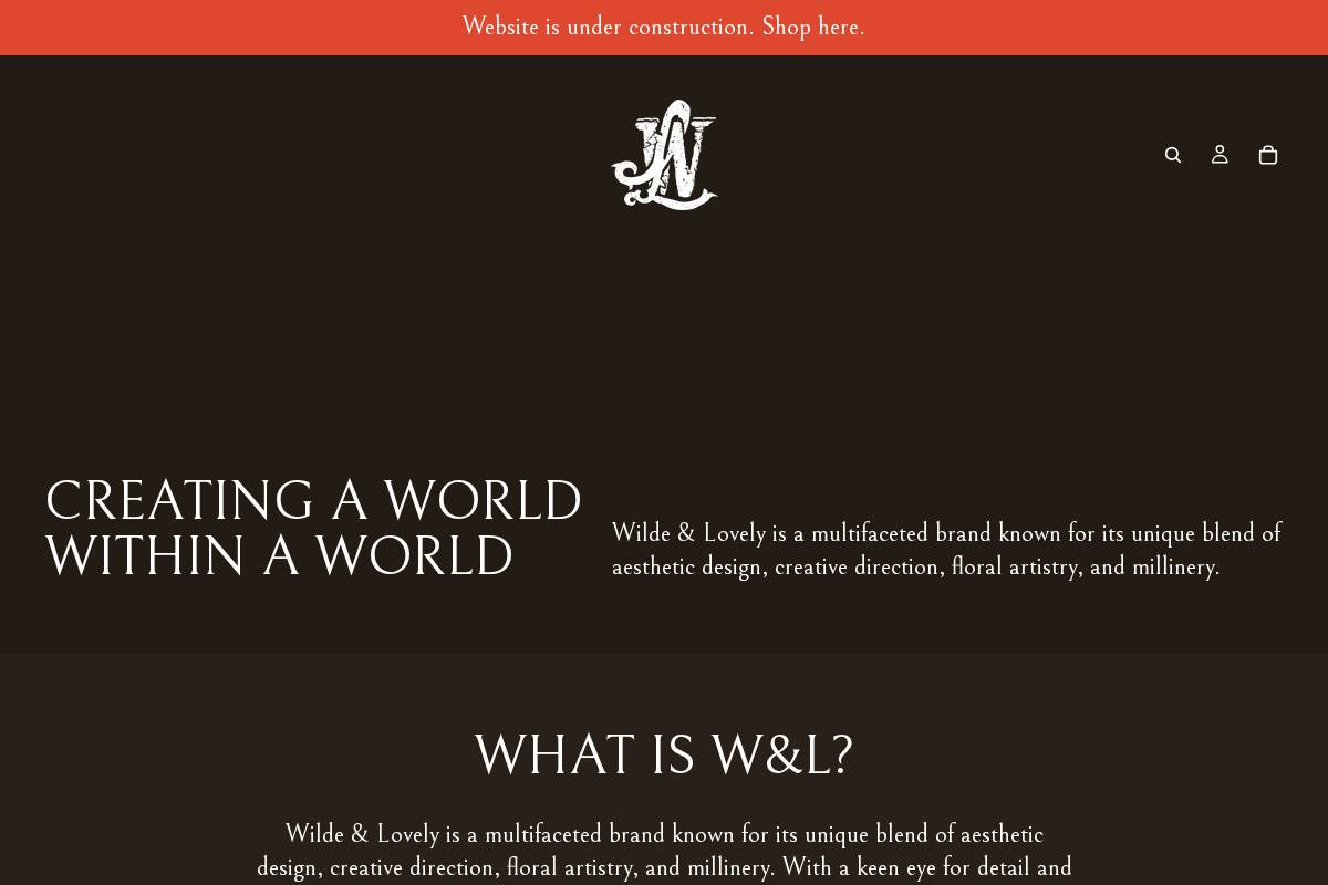 wildeandlovely.com homepage screenshot