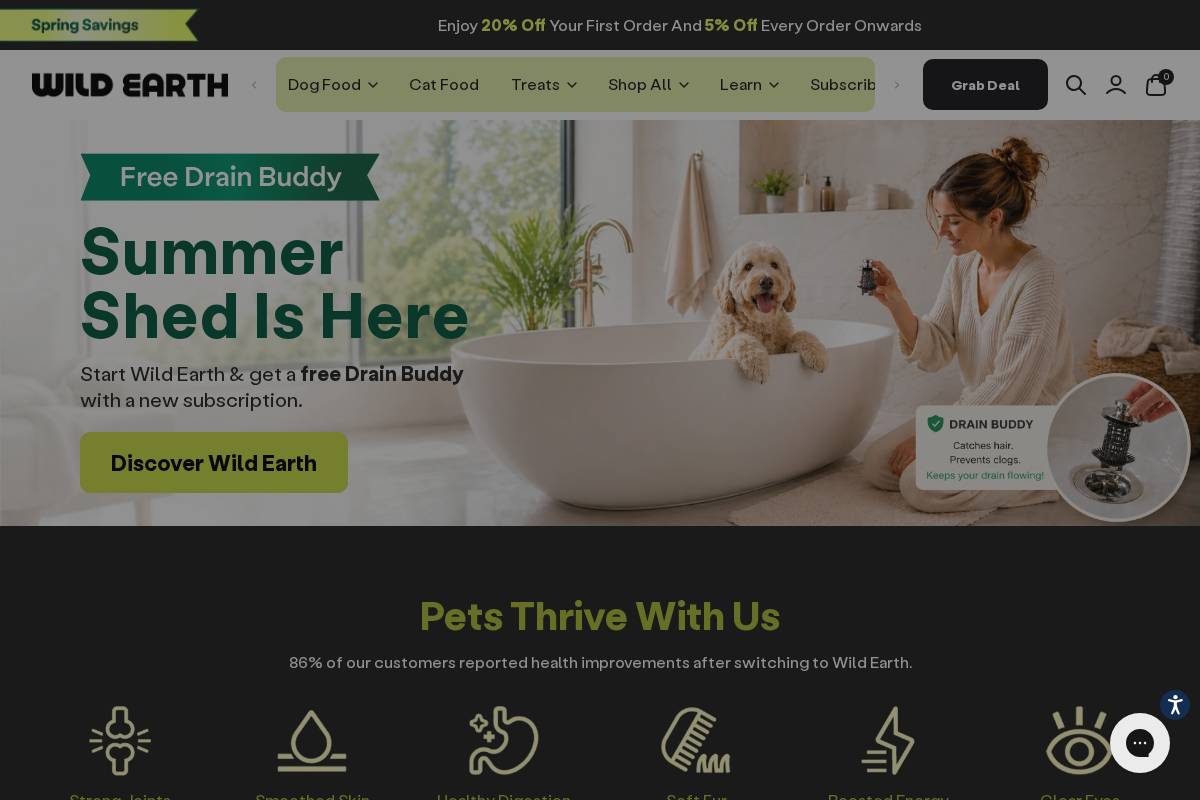 Wild Earth homepage screenshot