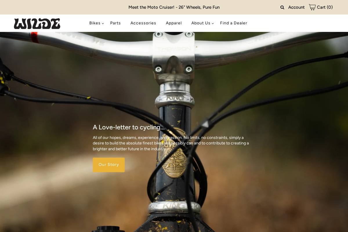 wildebikes.com homepage screenshot
