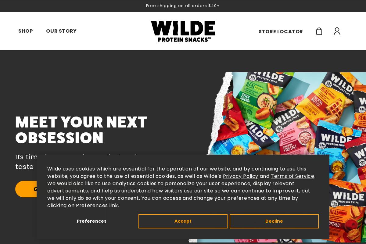 Wilde Brands homepage screenshot