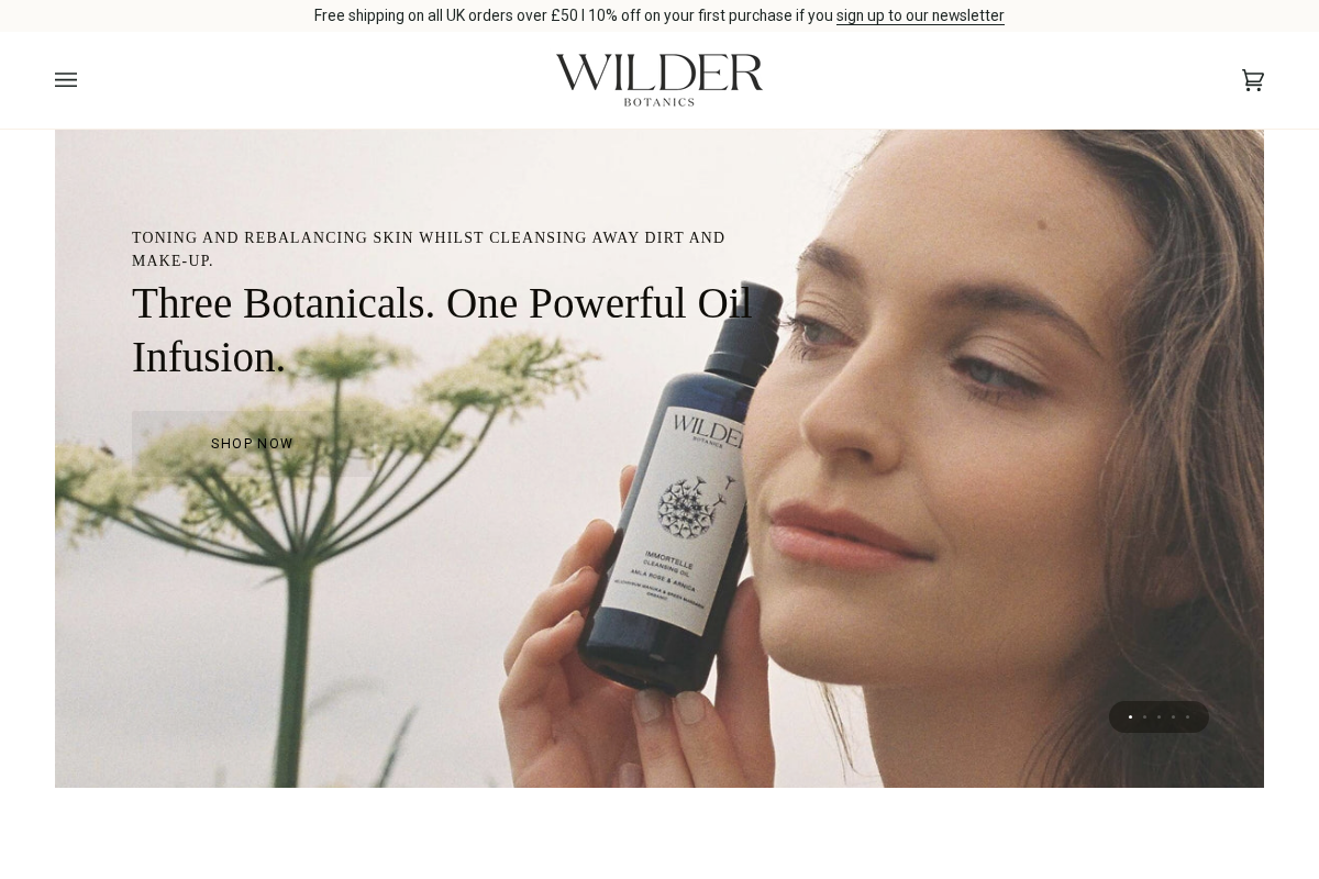 Wilderbotanics homepage screenshot