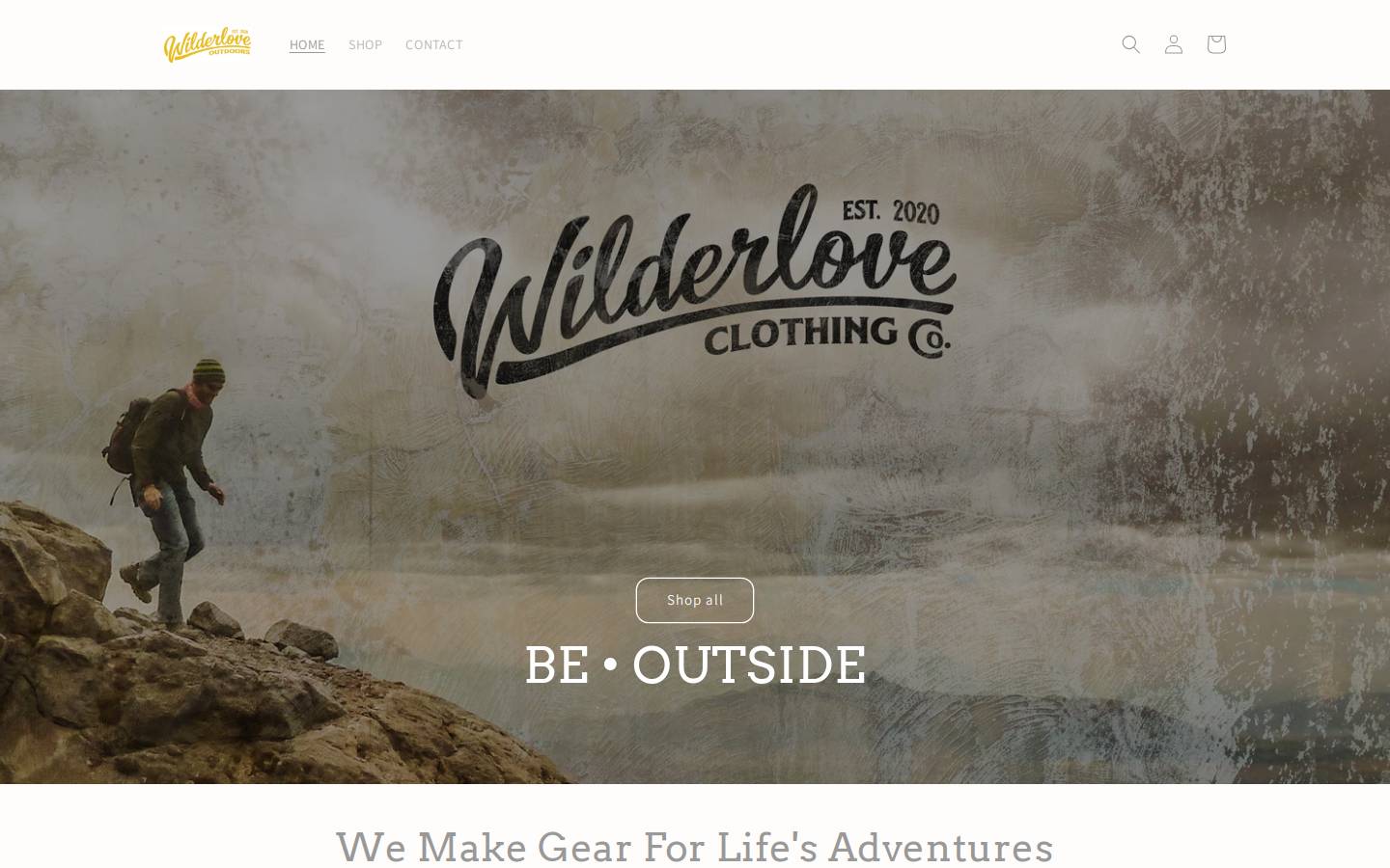 wilderloveclothing.com homepage screenshot