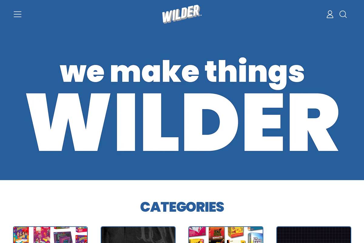 wildertoys.com homepage screenshot