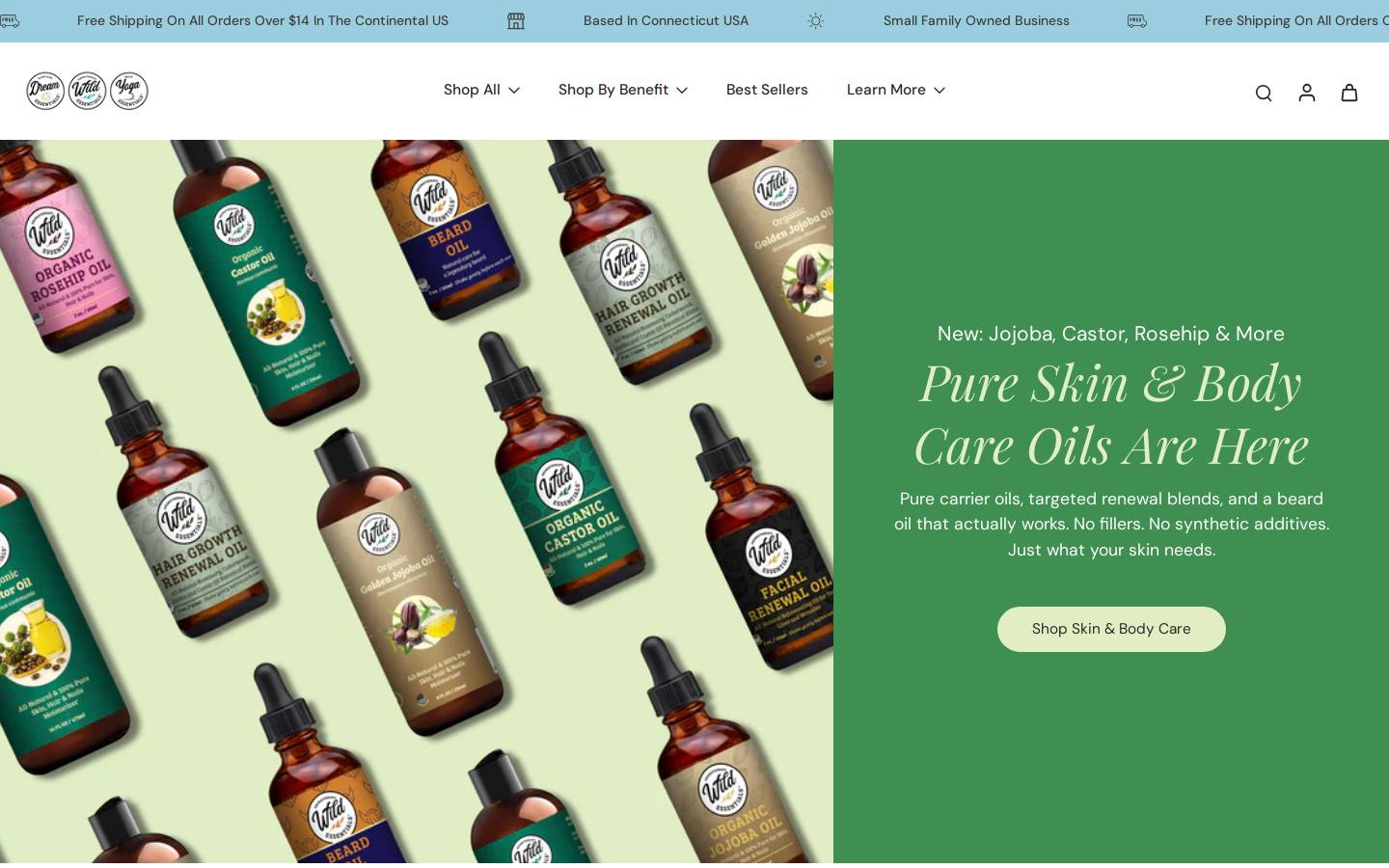 wildessentials.com homepage screenshot