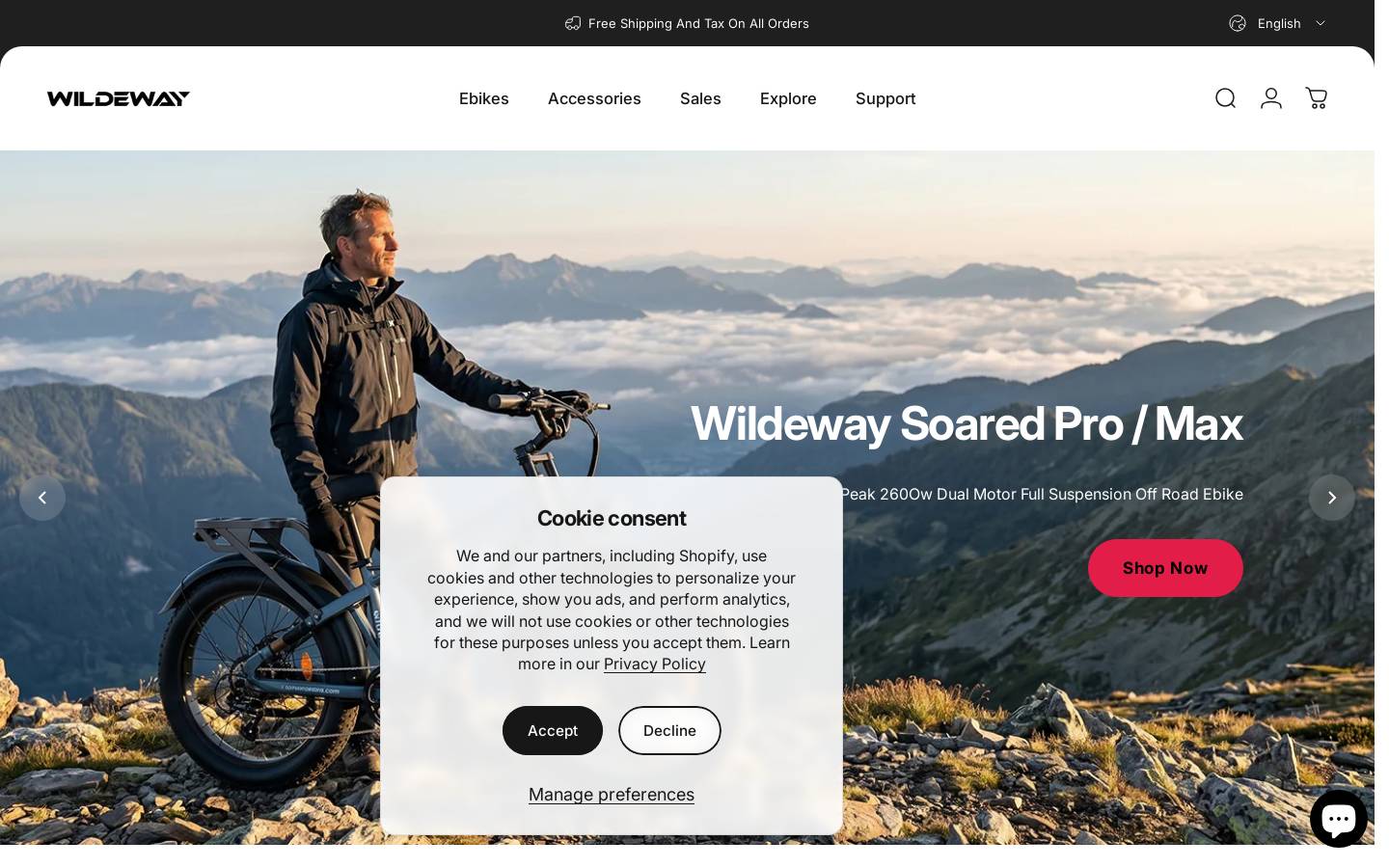 Wildewayebike homepage screenshot