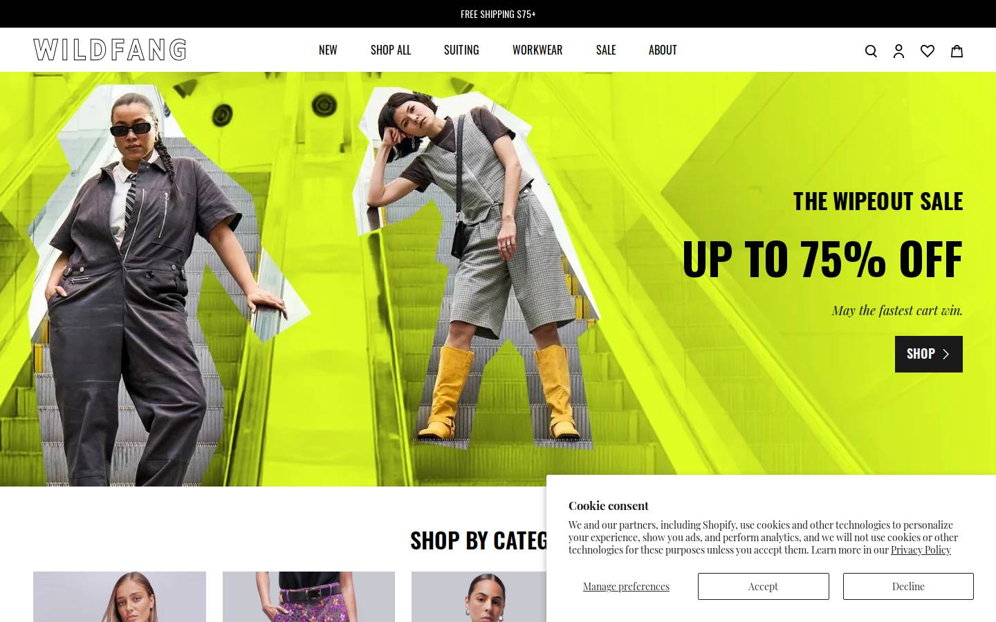 Wildfang homepage screenshot