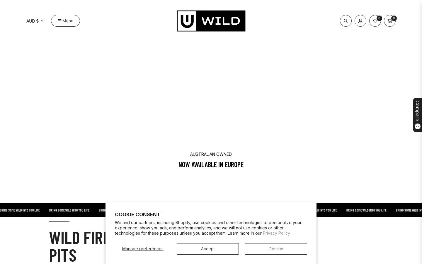 wildfirepits.com homepage screenshot