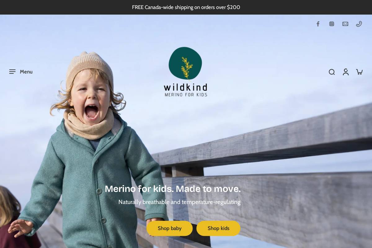 wildkind-merino.ca homepage screenshot