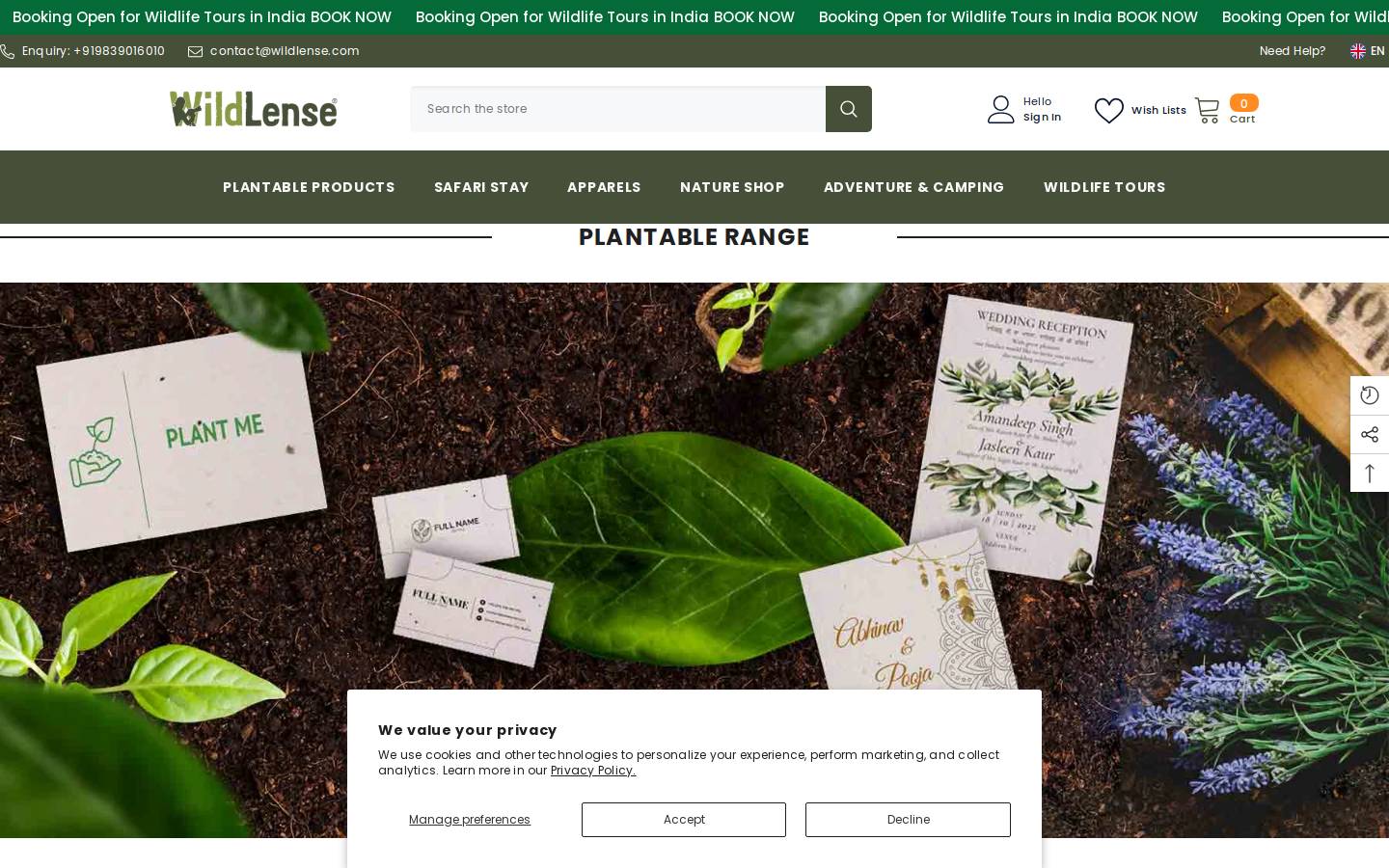 wildlense.com homepage screenshot