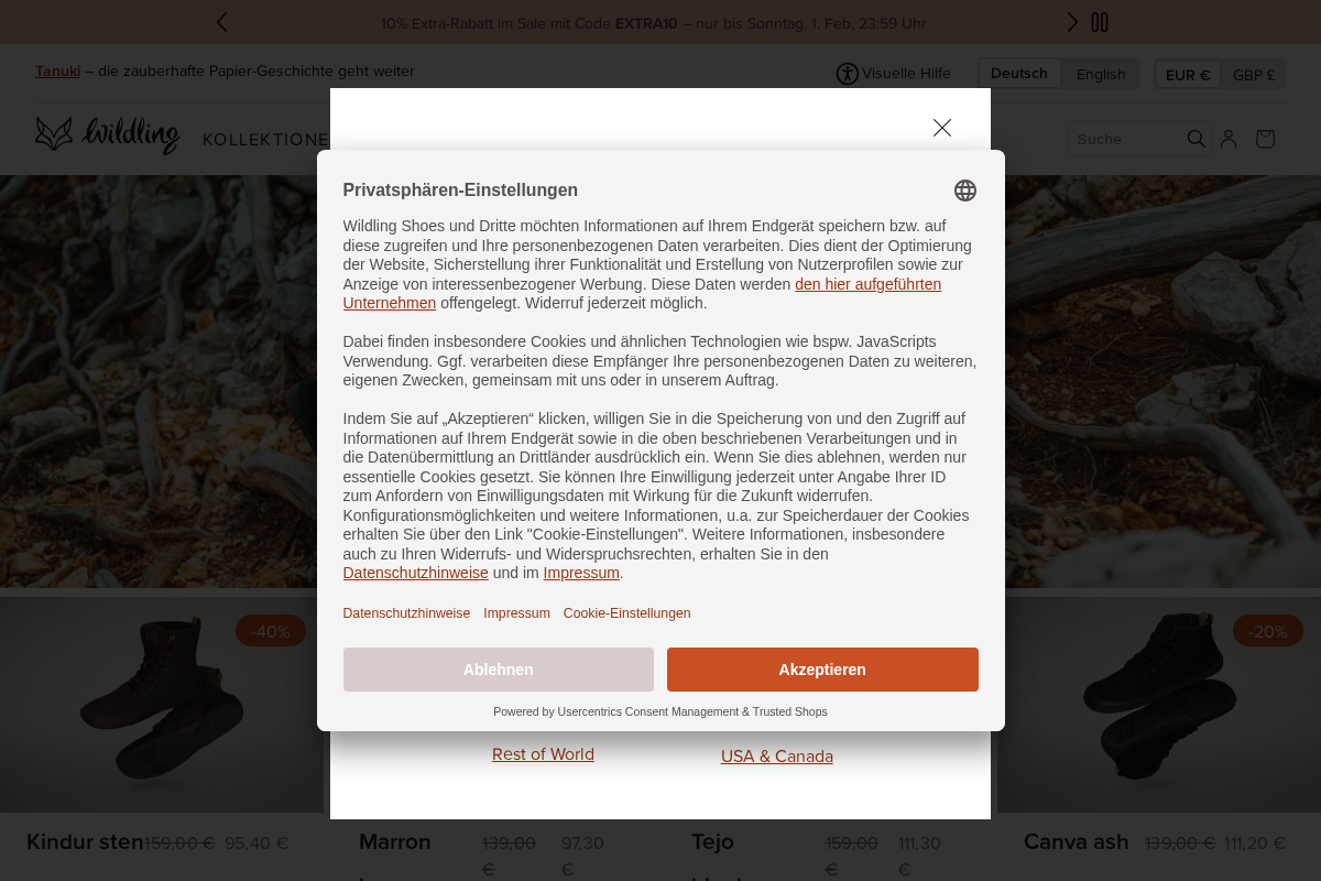 Wildling Shoes homepage screenshot