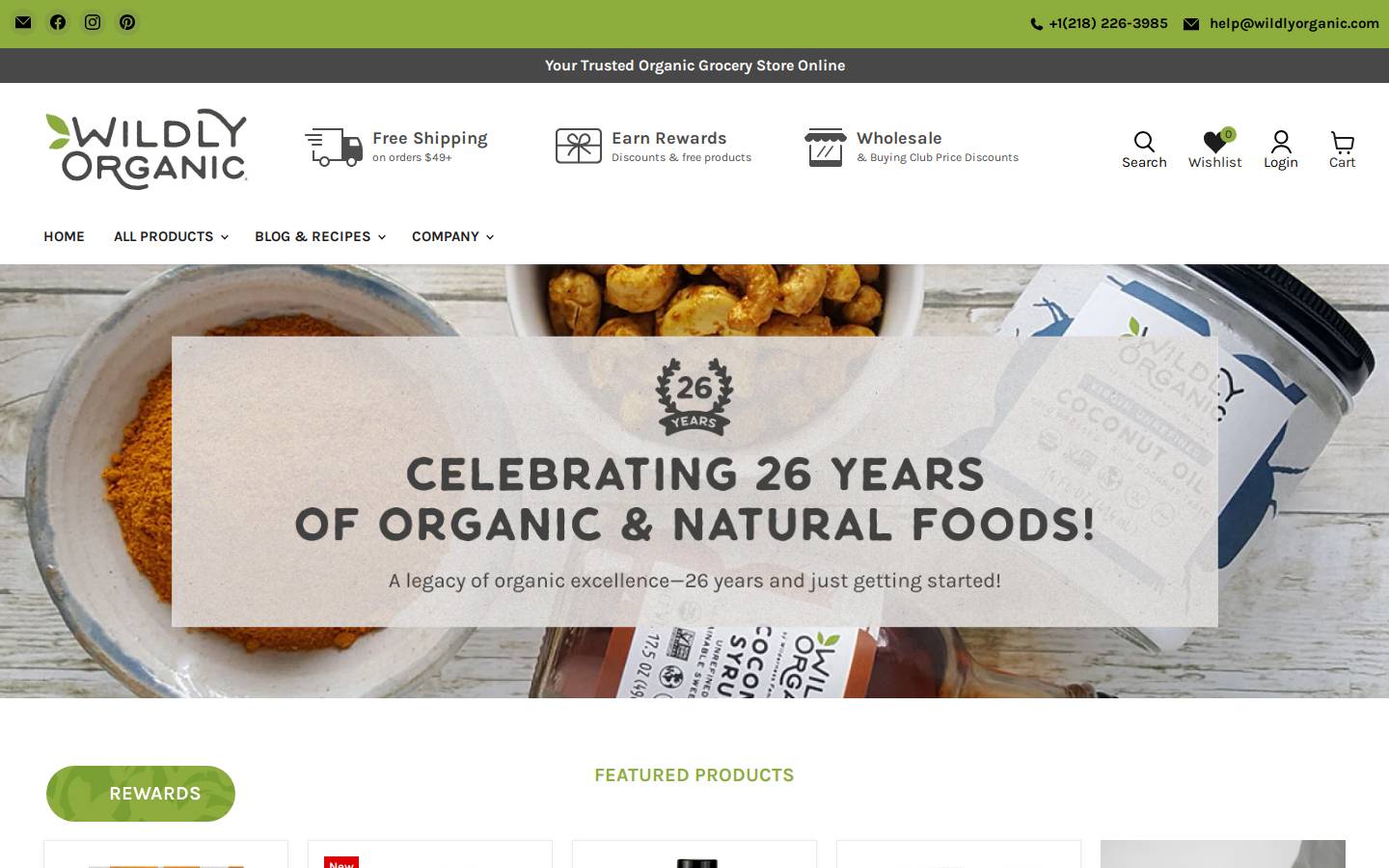 Wildlyorganic homepage screenshot