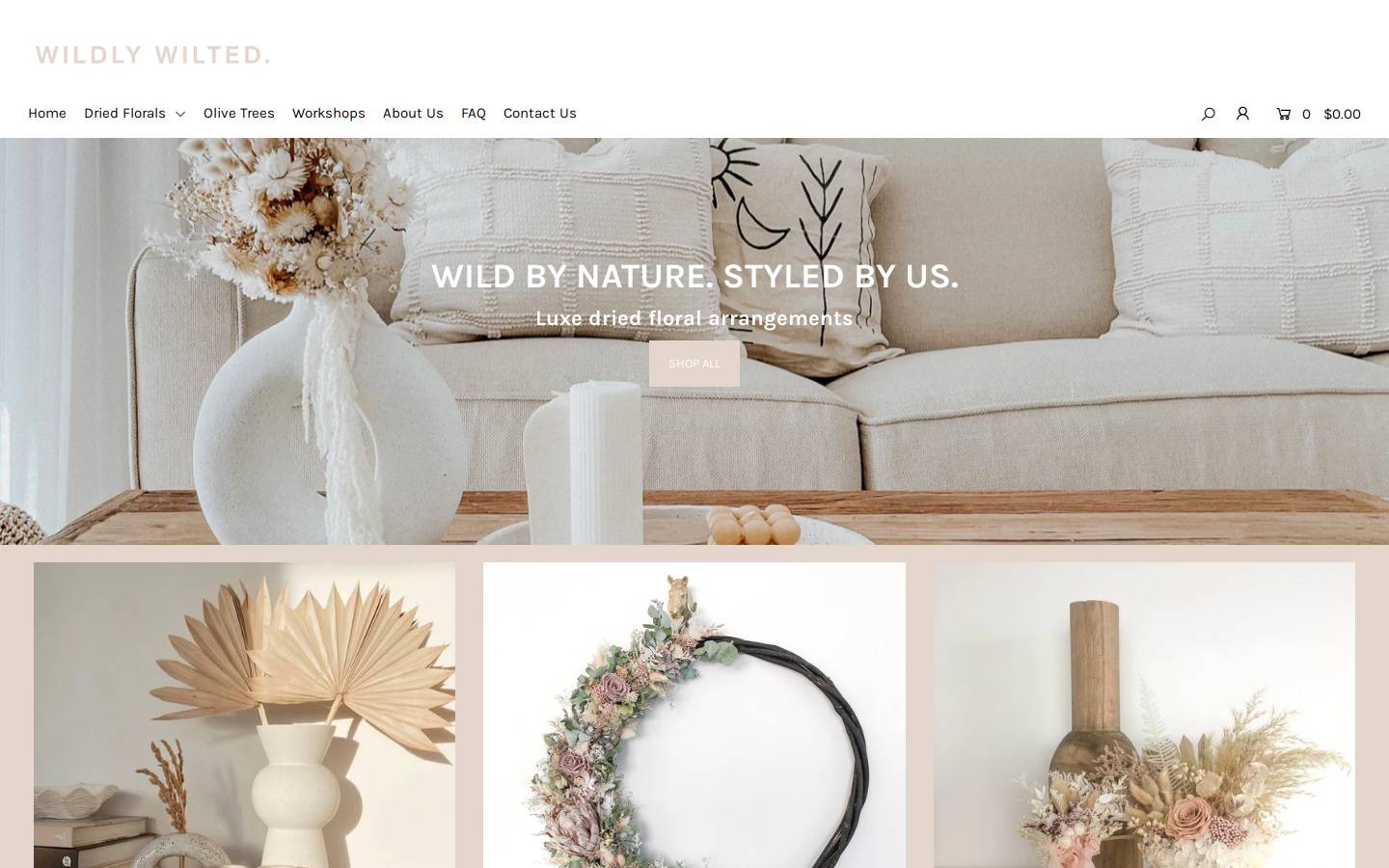 wildlywilted.co.nz homepage screenshot