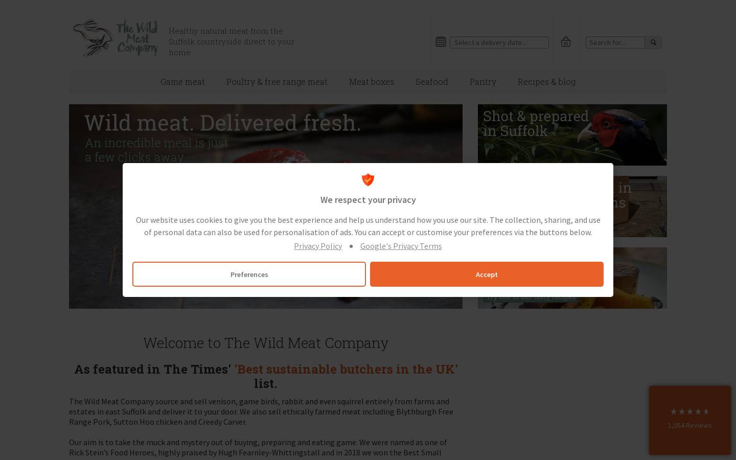 Wild Meat Company homepage screenshot