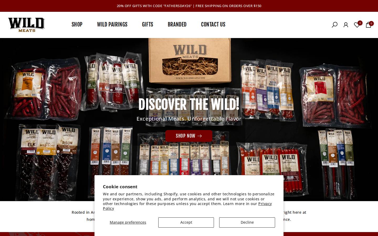 wildmeats.com homepage screenshot