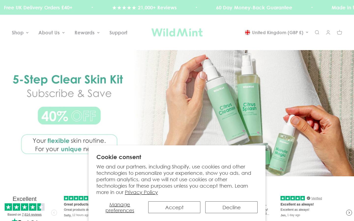 WildMint Cosmetics homepage screenshot