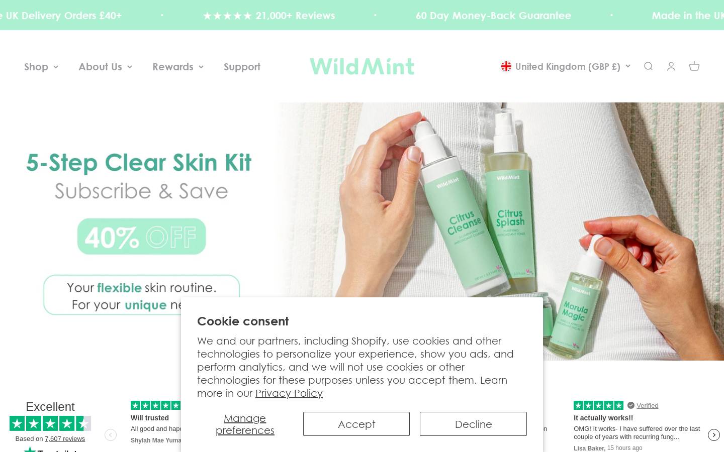 WildMint Cosmetics homepage screenshot