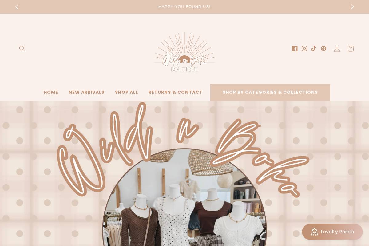 wildnboho.com homepage screenshot