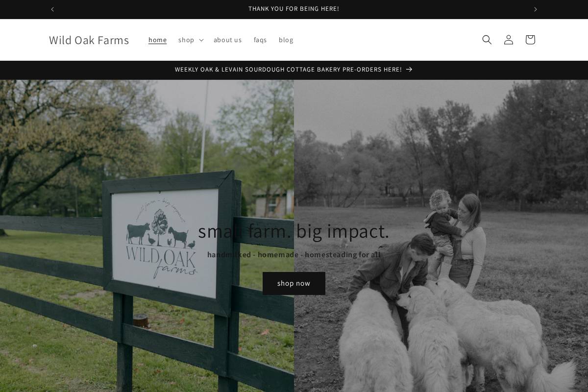 wildoakfarmsmo.com homepage screenshot