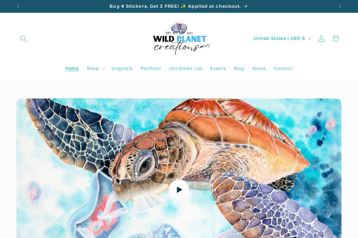 wildplanetcreations.com homepage screenshot