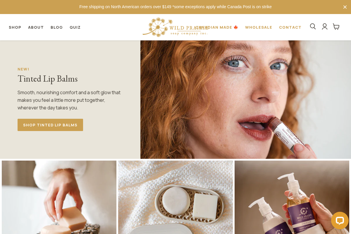 Wild Prairie Soap Company homepage screenshot