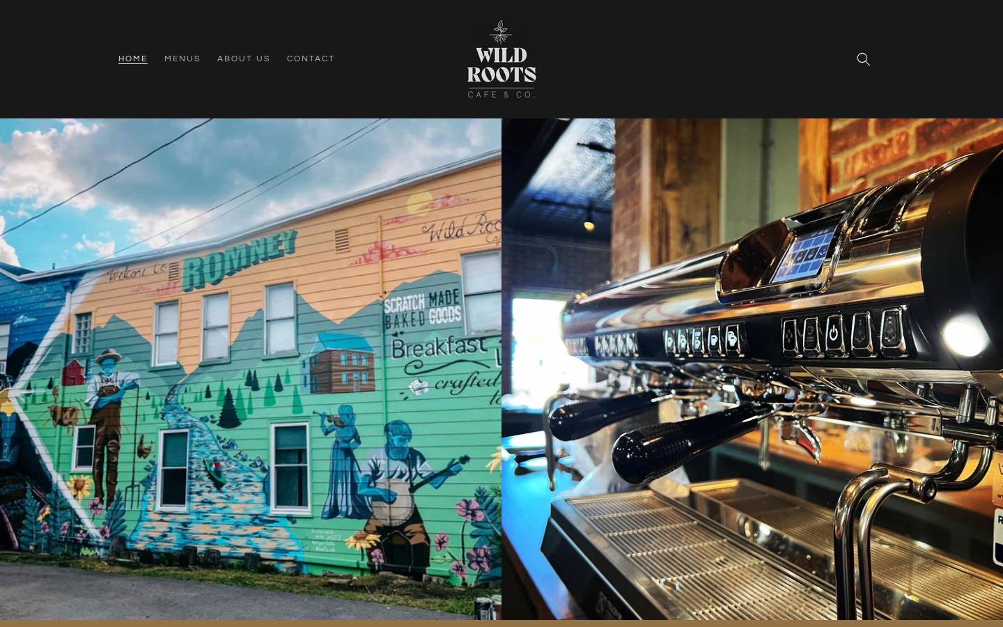 wildrootscafeco.com homepage screenshot