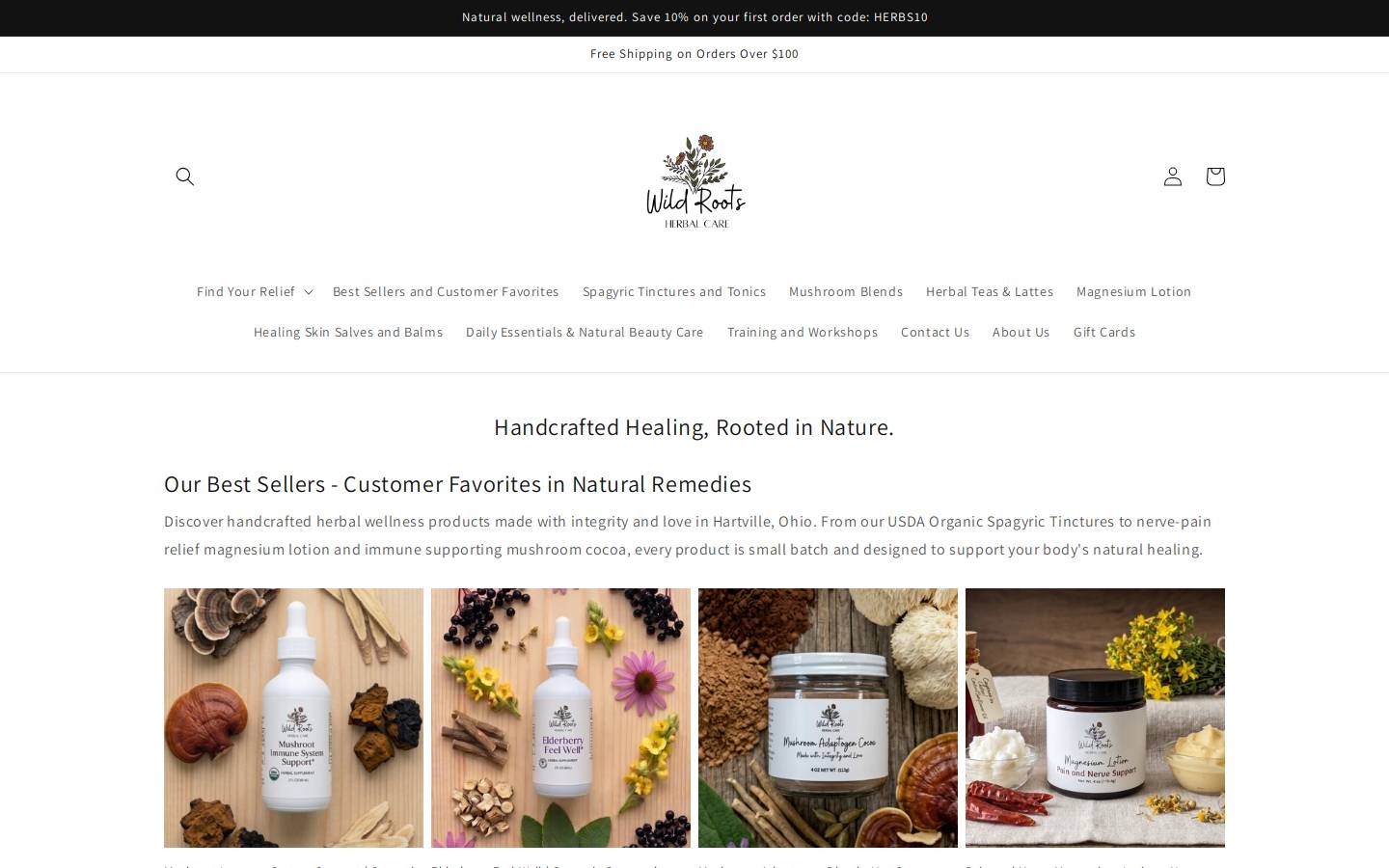 wildrootsherbalcare.com homepage screenshot