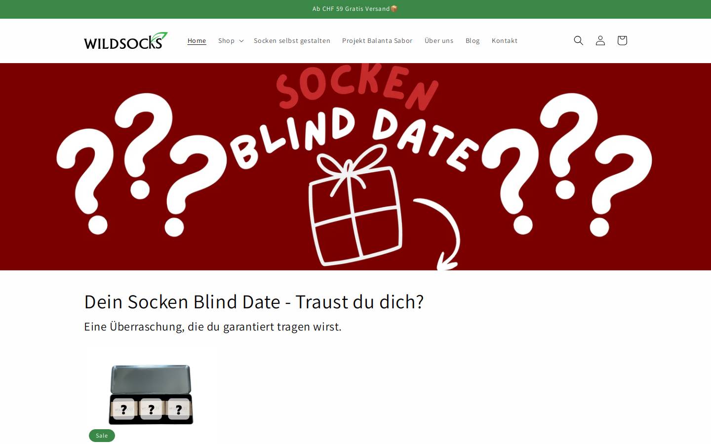 Wildsocks homepage screenshot