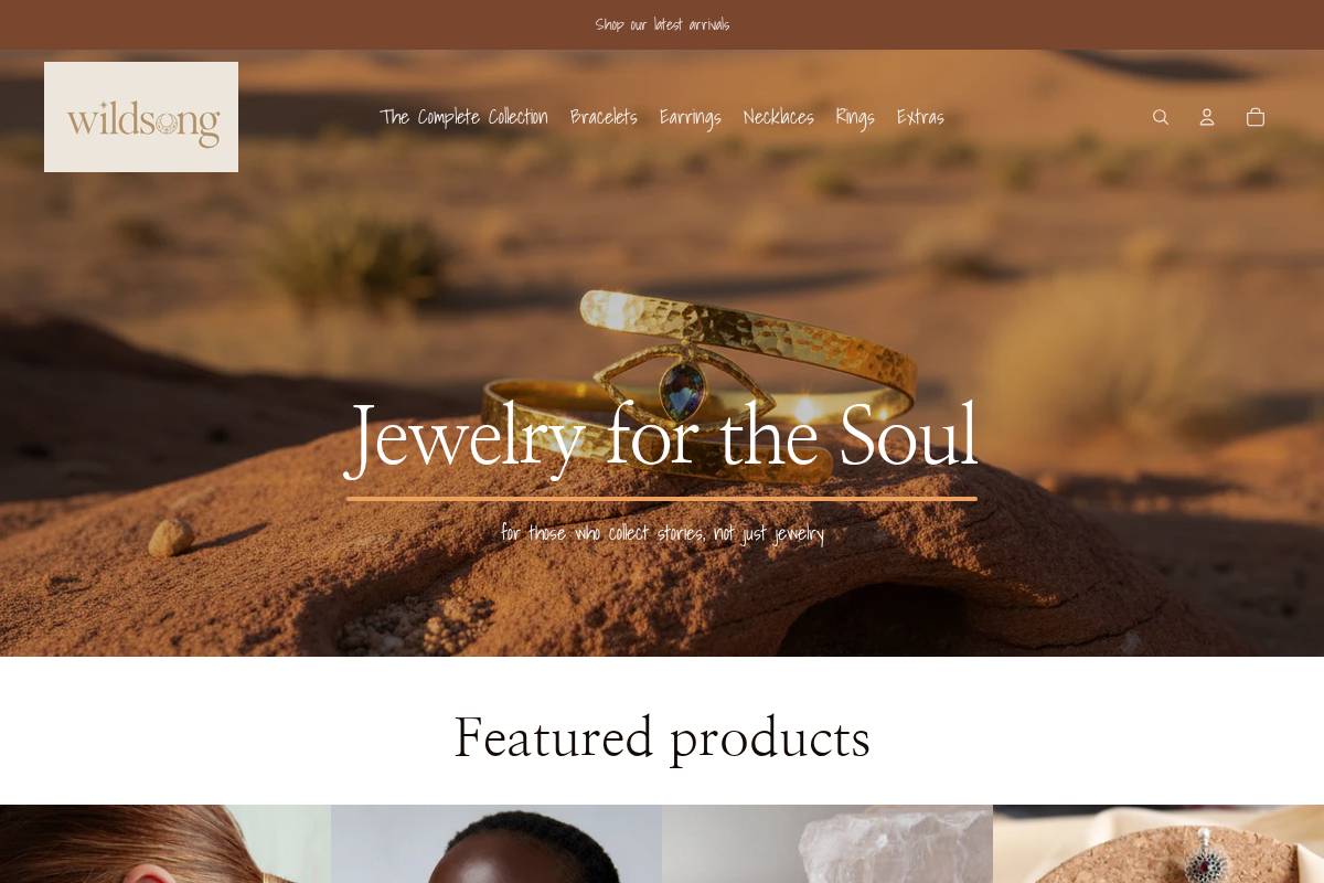 wildsongjewelry.com homepage screenshot