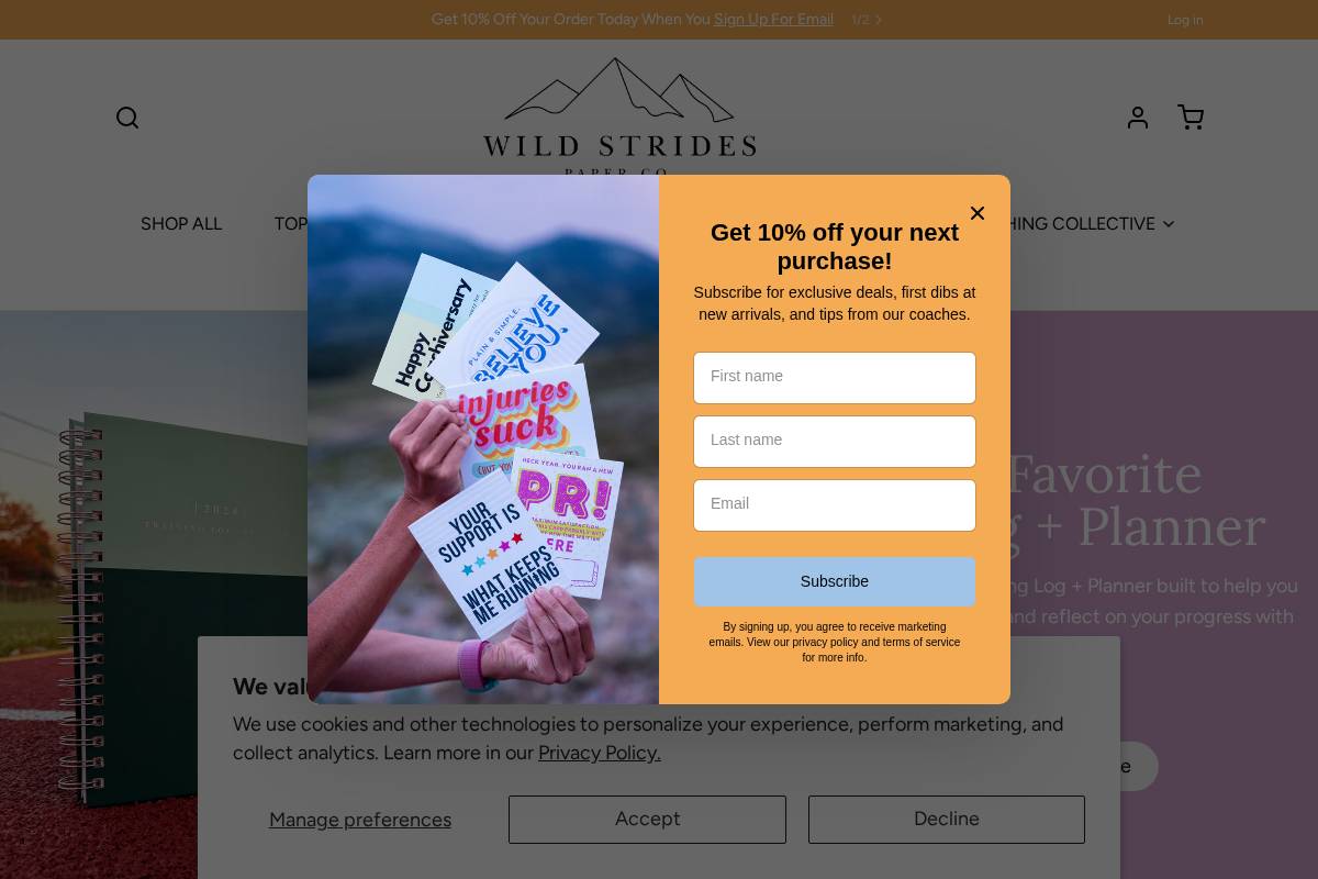 wildstridespaper.com homepage screenshot