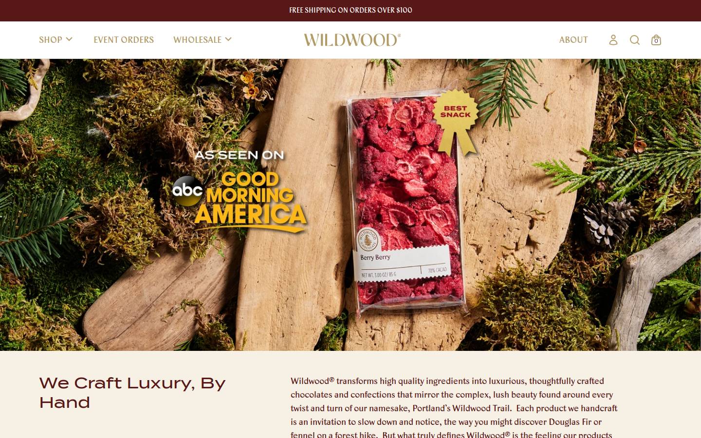 wildwoodchocolate.com homepage screenshot