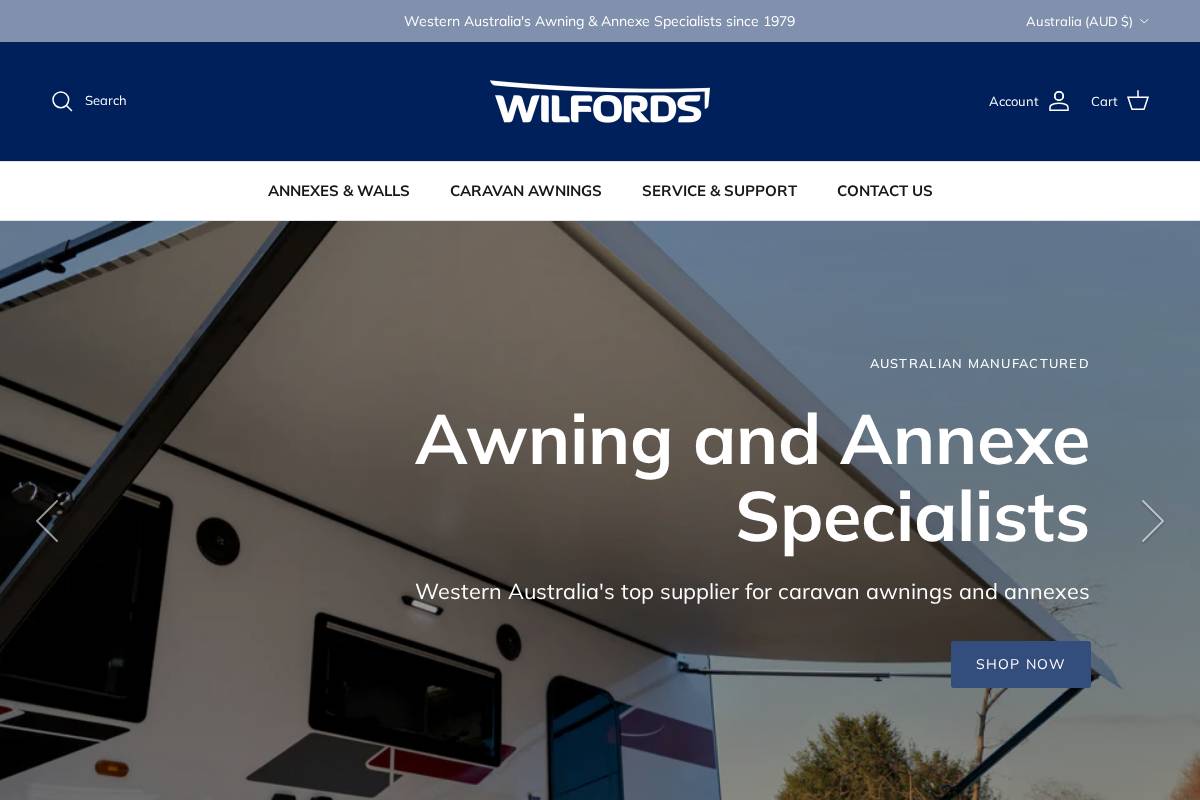 Wilfords London homepage screenshot