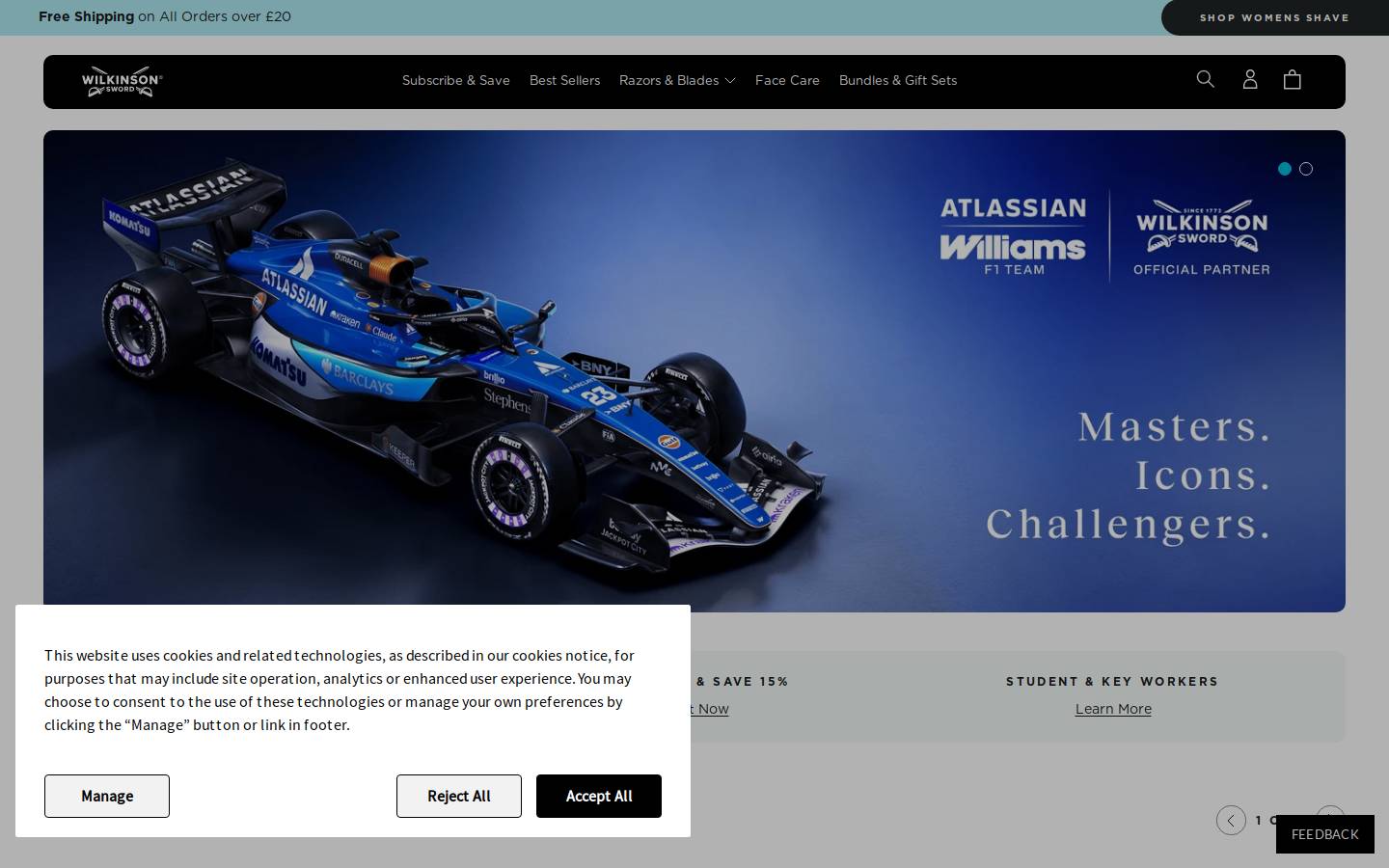 Wilkinsonsword homepage screenshot
