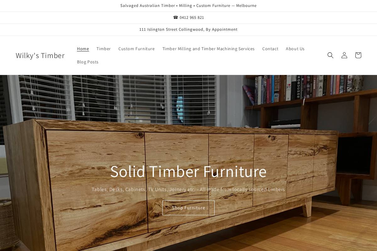 wilkys-timber.com homepage screenshot