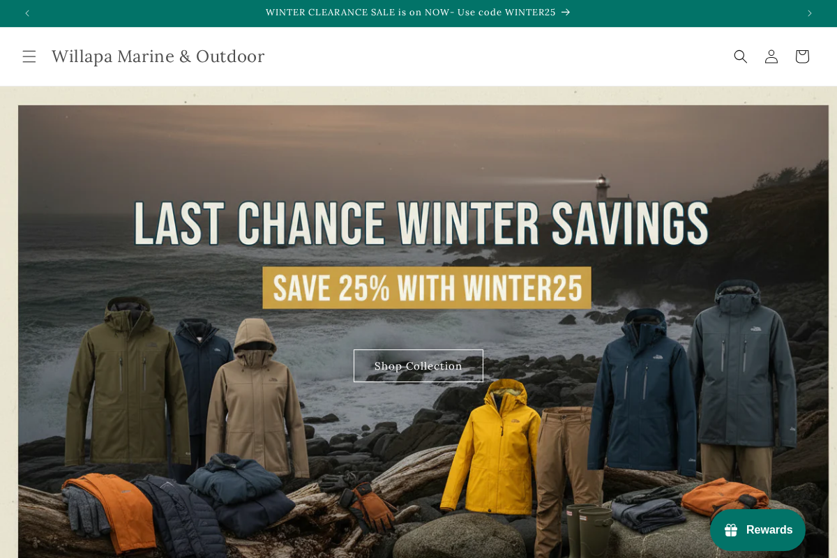Willapa Marine & Outdoor homepage screenshot
