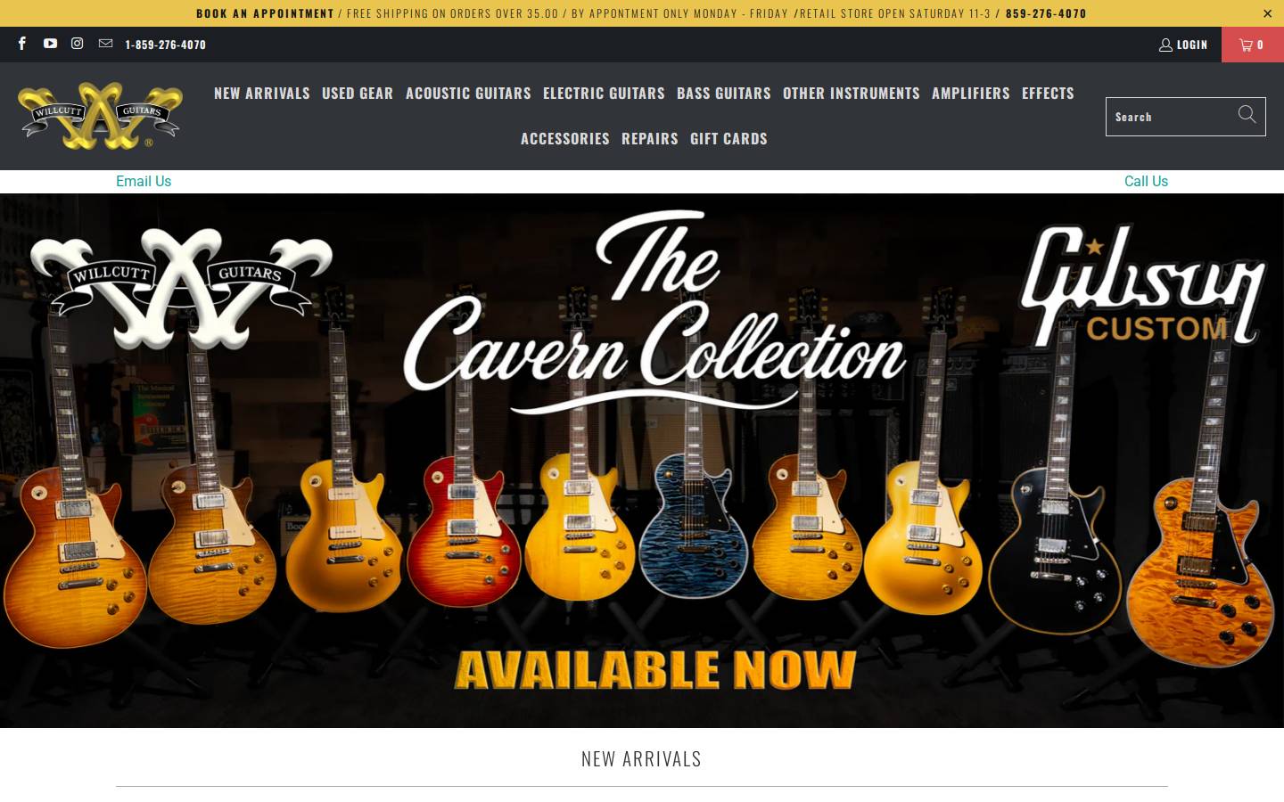 Willcutt Guitar Shop homepage screenshot