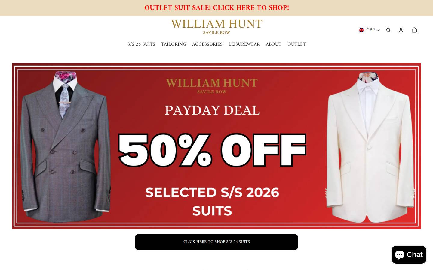 William Hunt Savile Row homepage screenshot