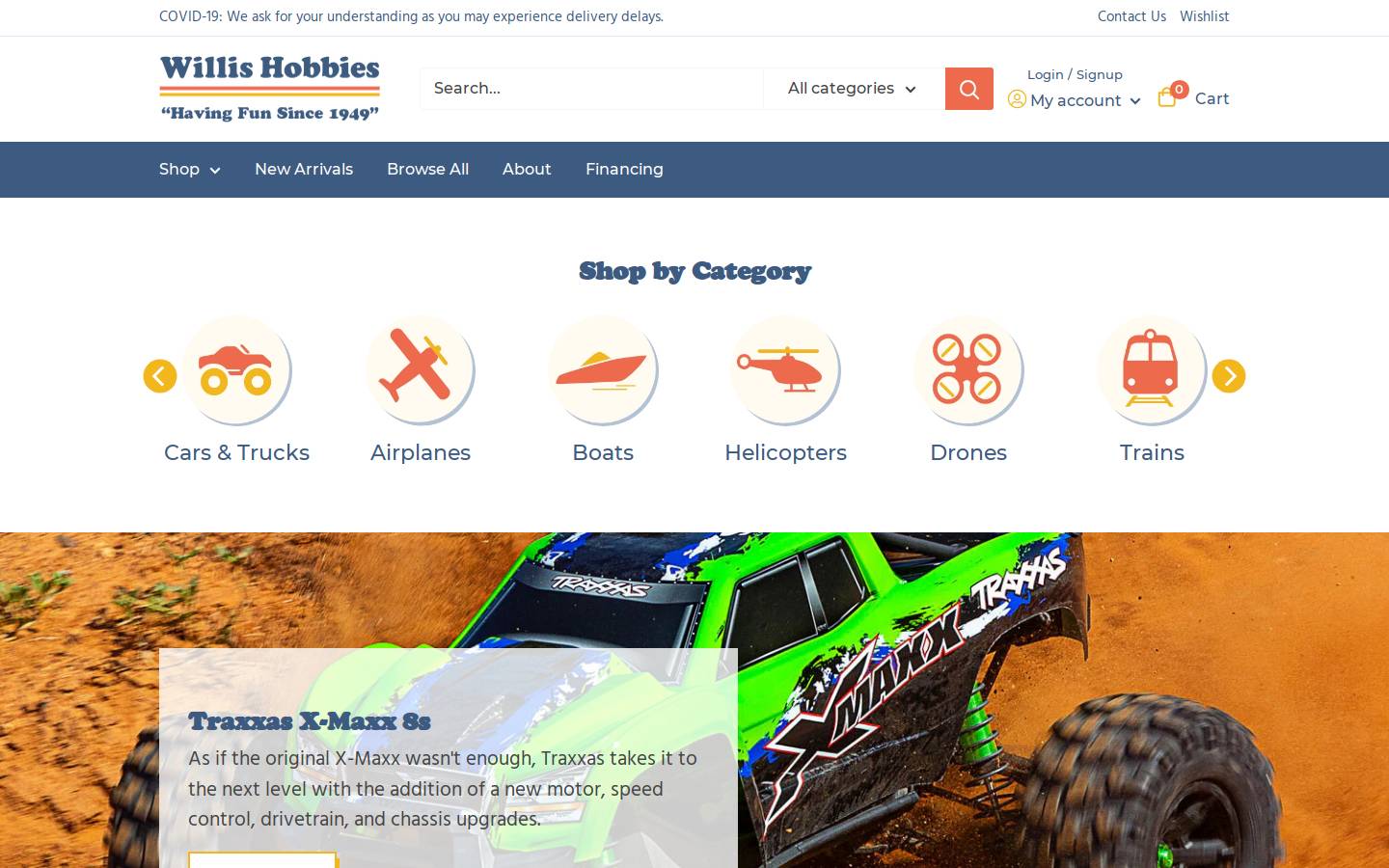 willishobbies.com homepage screenshot