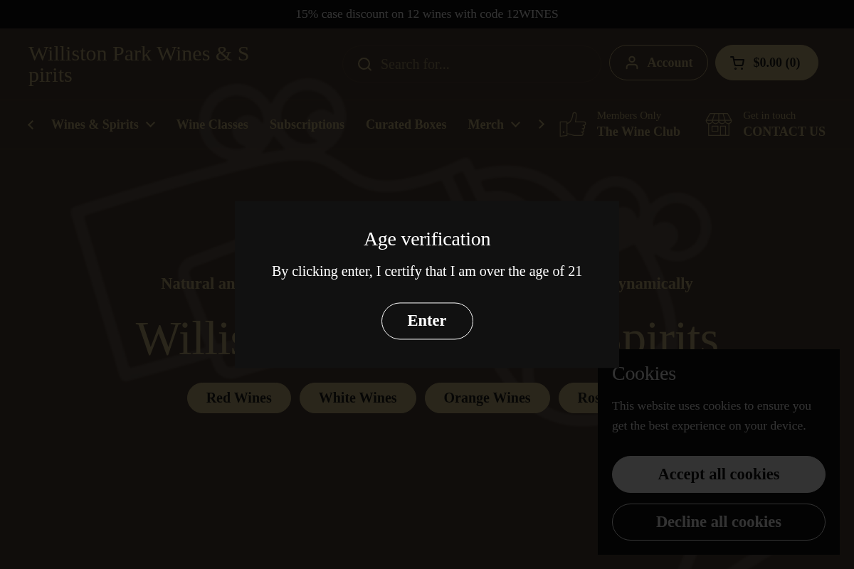Williston Park Wines & Spirits homepage screenshot