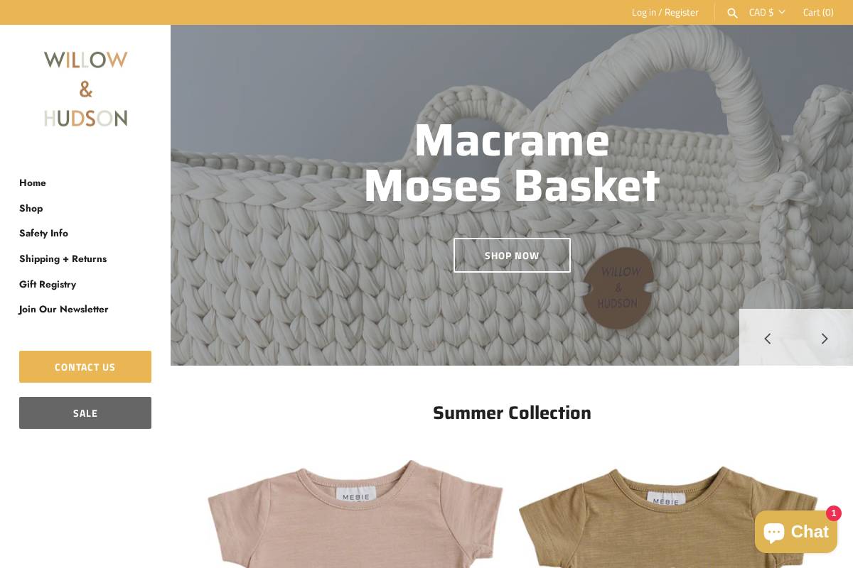 willowandhudson.ca homepage screenshot