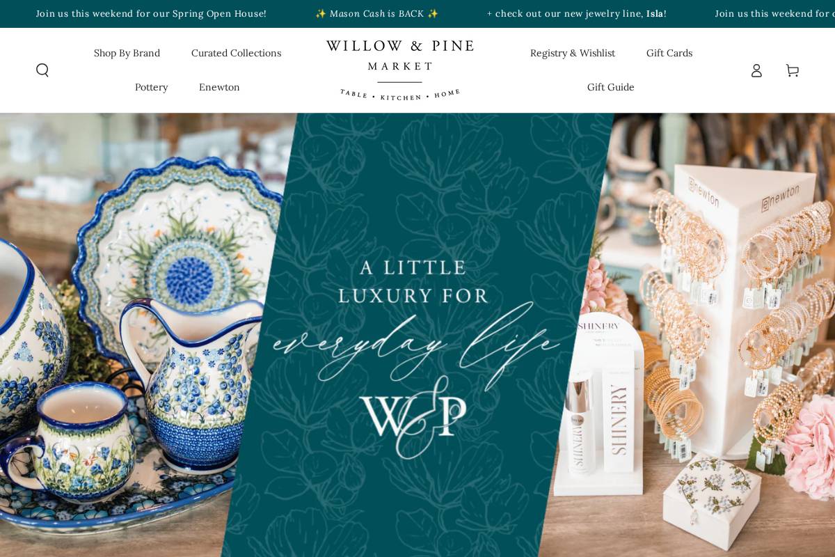 Willow and Pine Market homepage screenshot