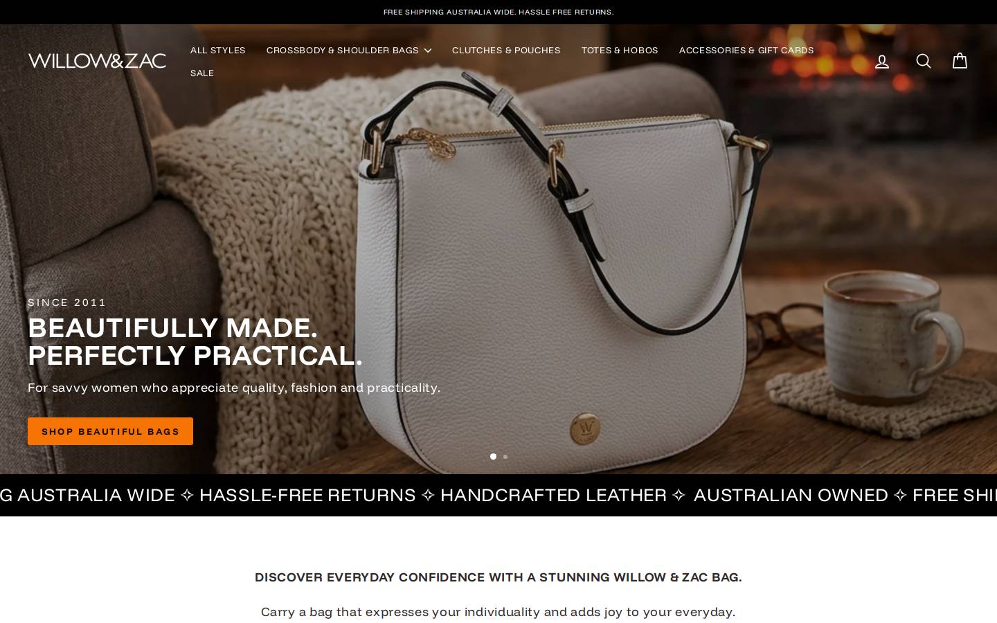 willowandzac.com.au homepage screenshot