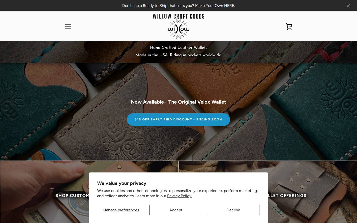 willowcraftgoods.com homepage screenshot