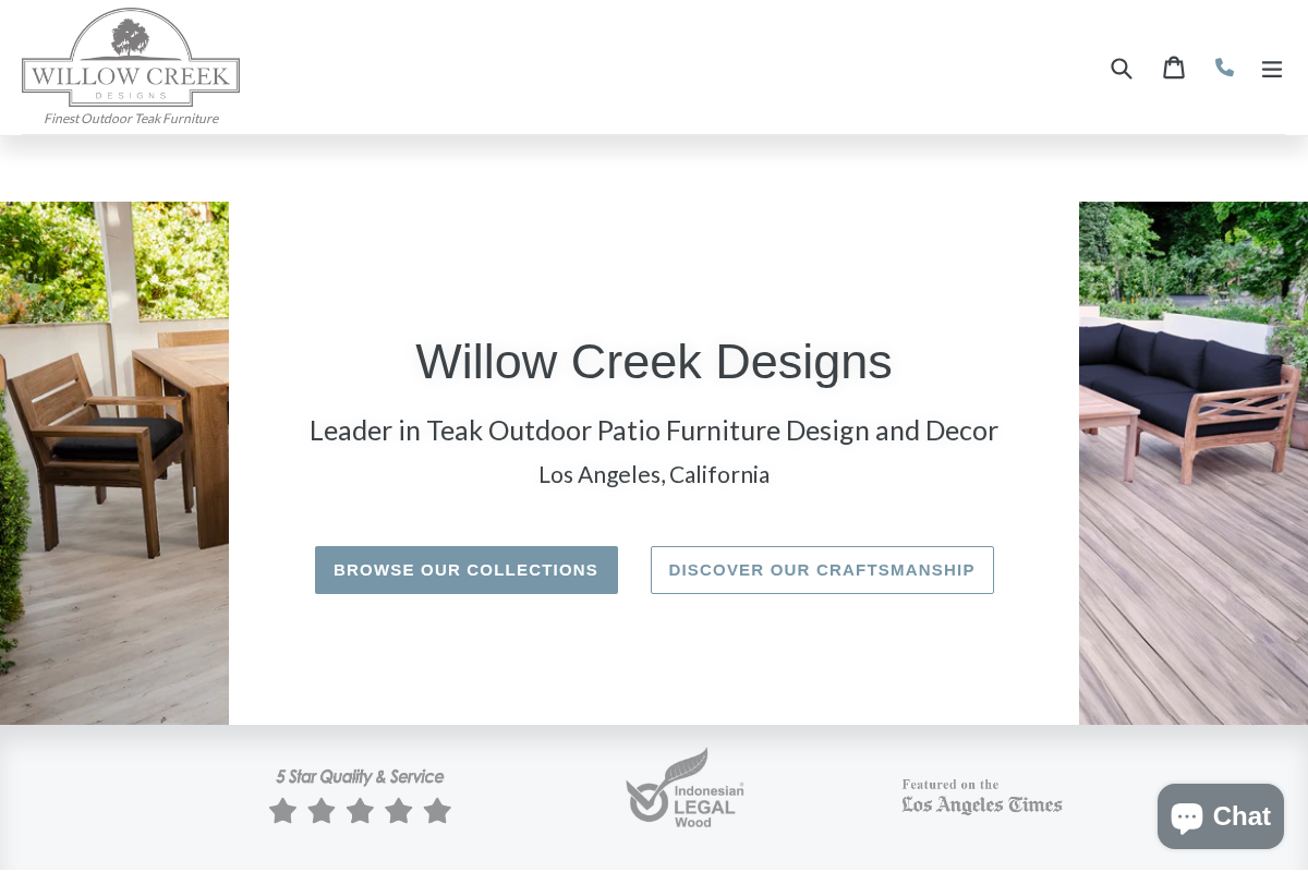 willowcreekteak.com homepage screenshot