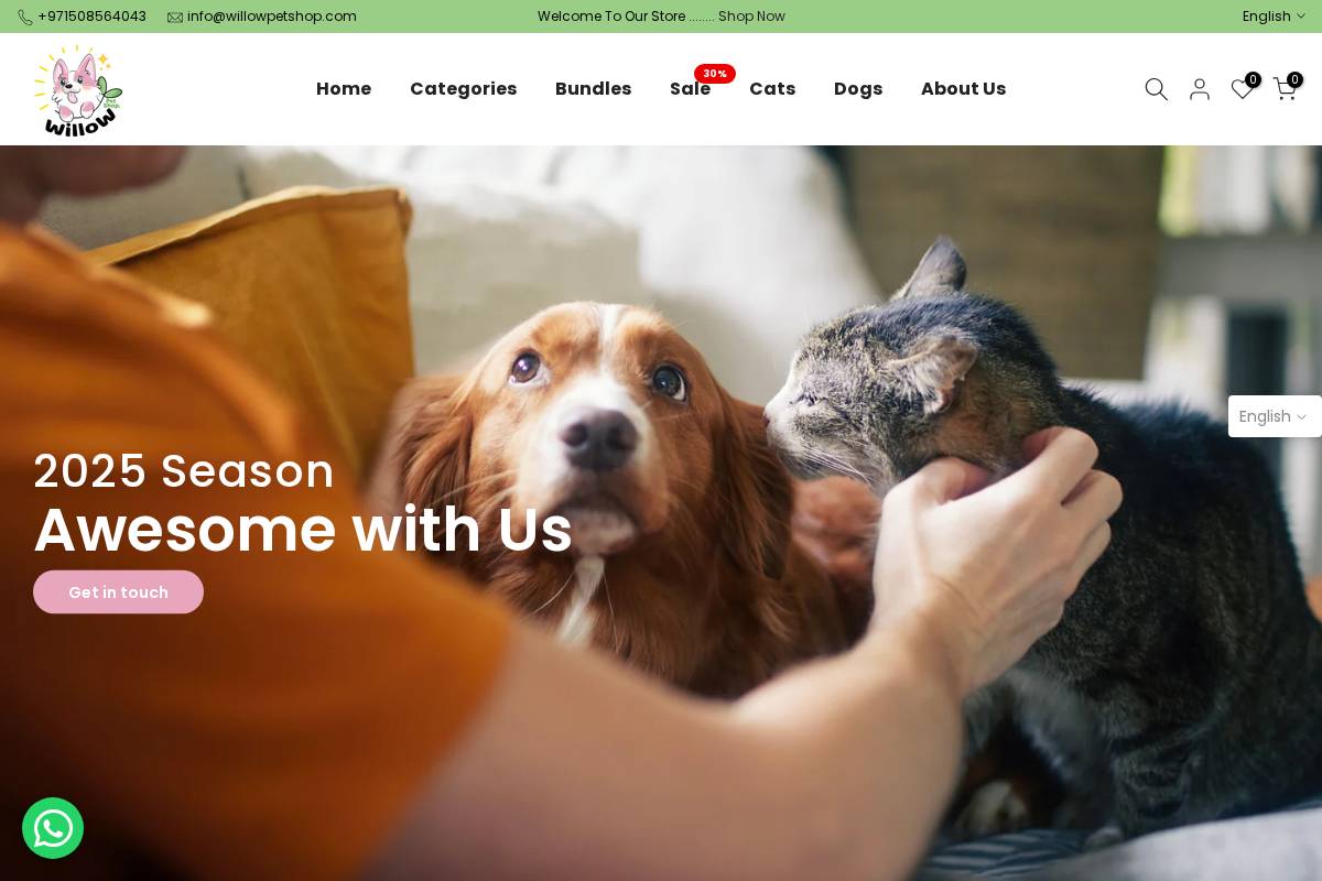 willowpetshop.com homepage screenshot