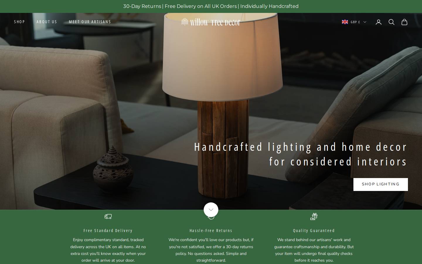 Willowtreedecor homepage screenshot