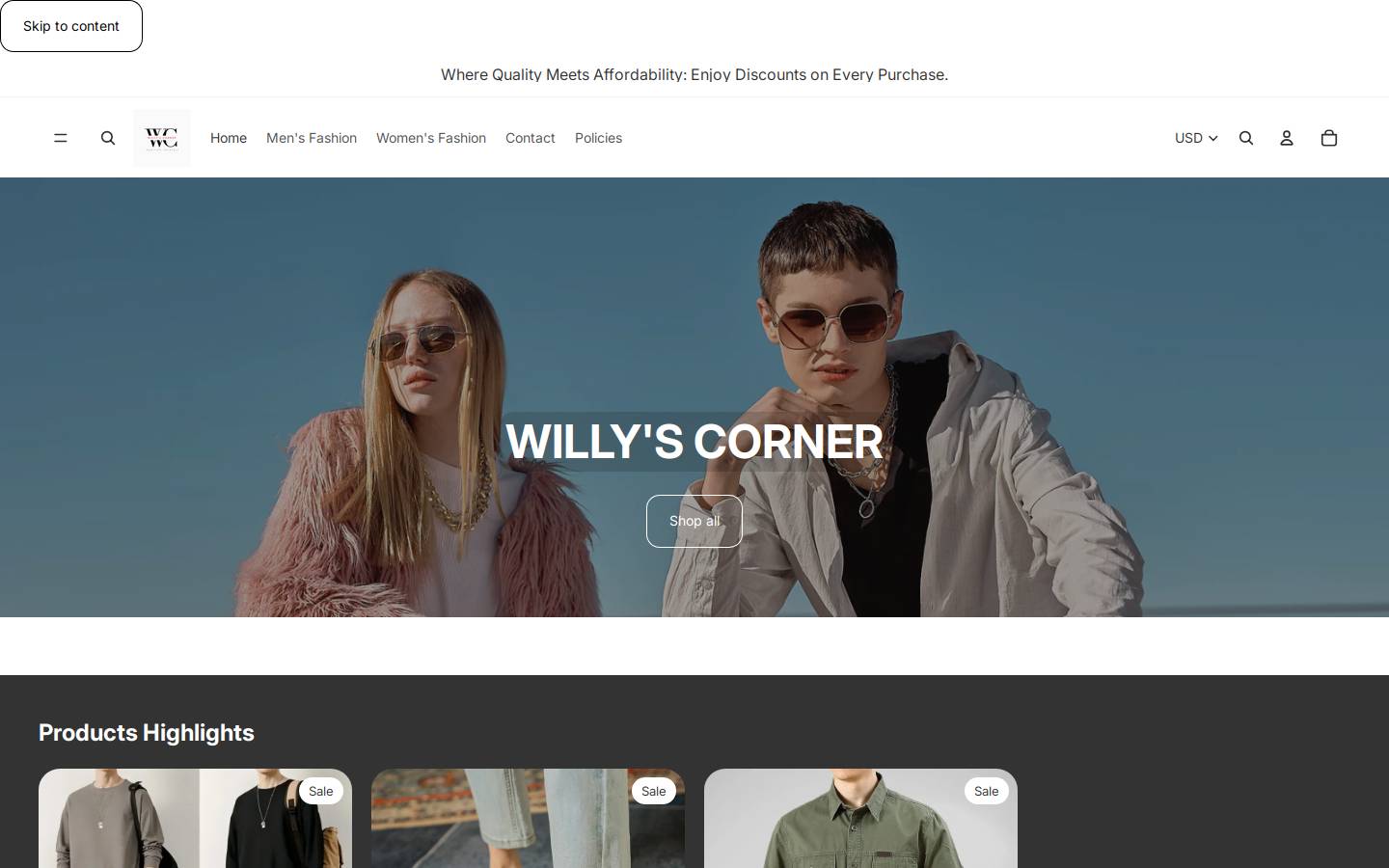 willyshop.store homepage screenshot