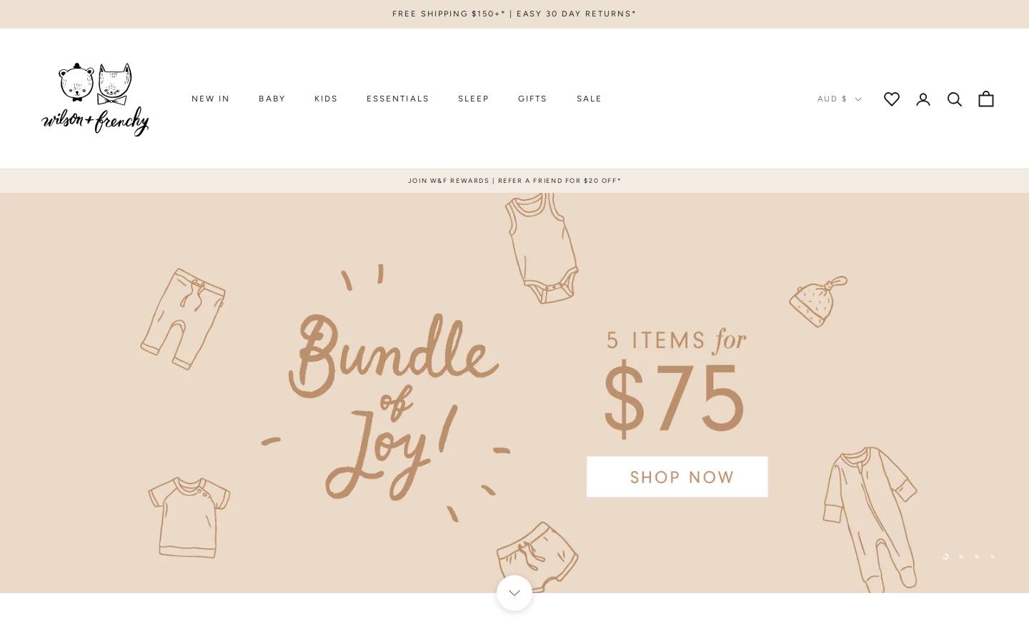 wilsonandfrenchy.com.au homepage screenshot