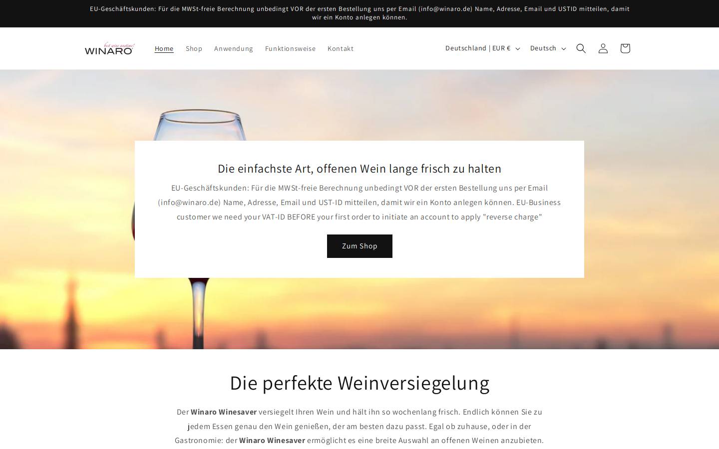 Winaro homepage screenshot