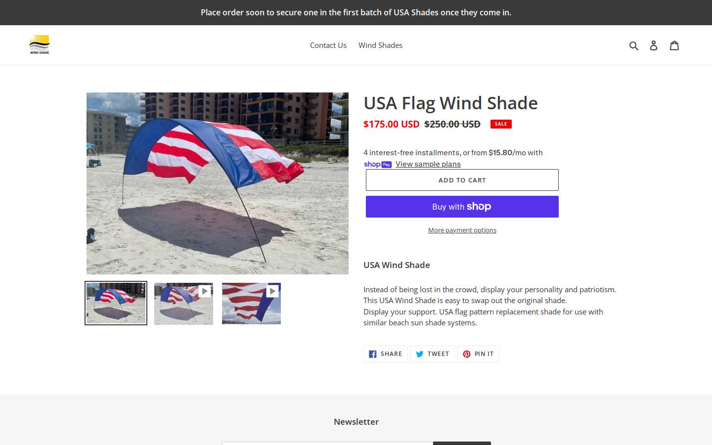 wind-shade.com homepage screenshot