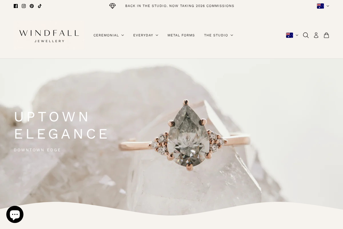 windfalljewellery.com homepage screenshot
